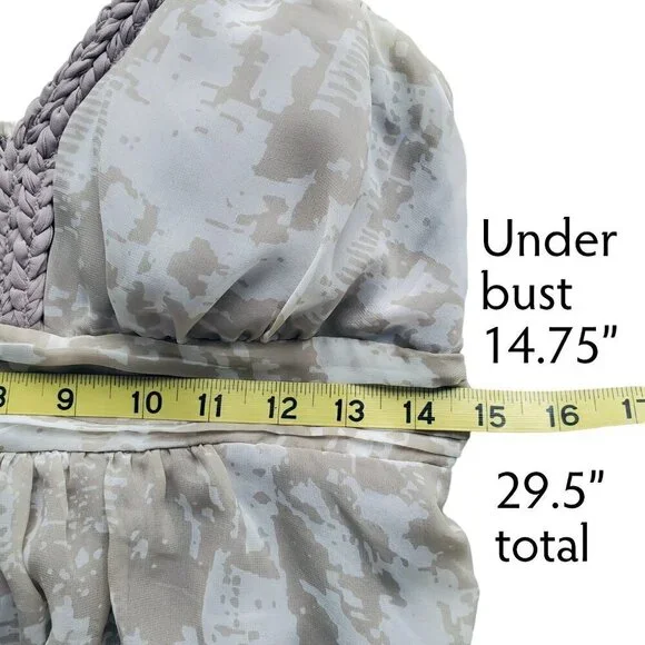 Soft Surroundings Summer Breeze Tan & Grey Abstract Sleeveless Lined Maxi Dress - Picture 14 of 16